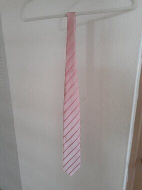 Van heusen tie pink line line pattern silk handmade